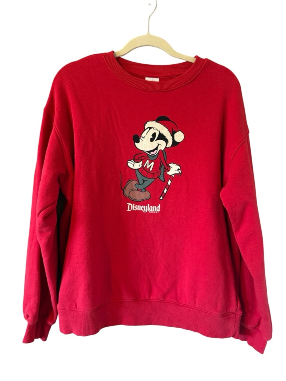 Disney Parks Mickey Mouse Red Christmas Holiday Sweatshirt Crewneck Unisex Large